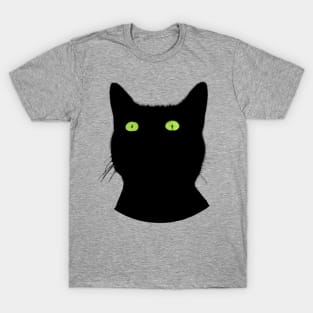 Black Cat with Green Eyes T-Shirt